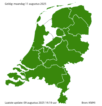 Waarschuwingen kaart Friesland overmorgen
