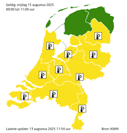 Waarschuwingen kaart Zeeland overmorgen