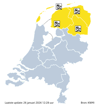 Waarschuwingen kaart Noord-Brabant overmorgen
