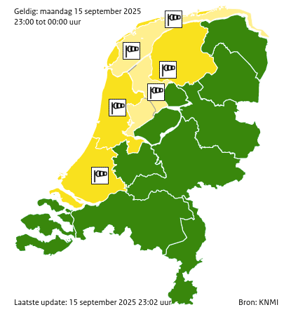 Waarschuwingen kaart IJsselmeer gebied vandaag