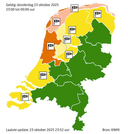 Waarschuwingen kaart Friesland vandaag