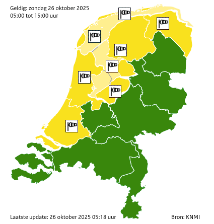 Waarschuwingen kaart Groningen vandaag