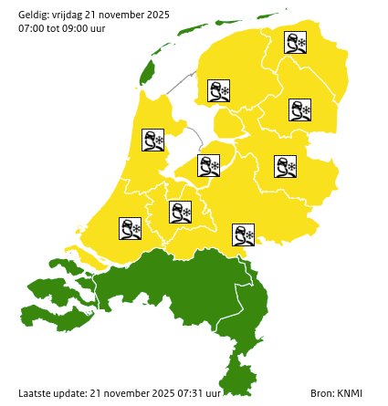 Waarschuwingen kaart Limburg vandaag