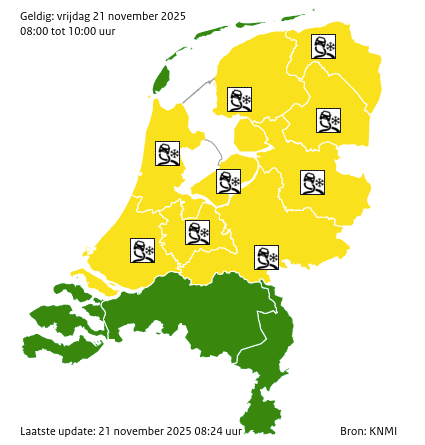 Waarschuwingen kaart Noordzee vandaag