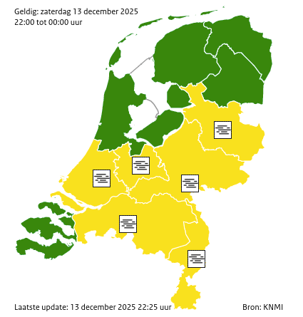 Waarschuwingen kaart Noord-Holland vandaag