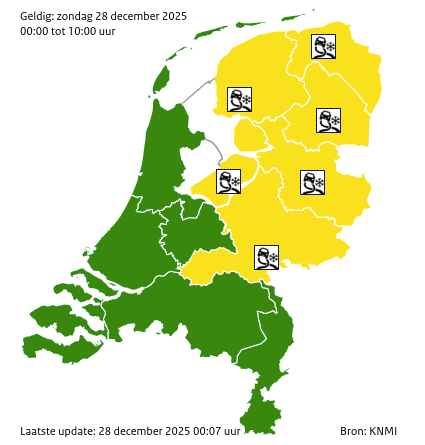 Waarschuwingen kaart Zeeland vandaag