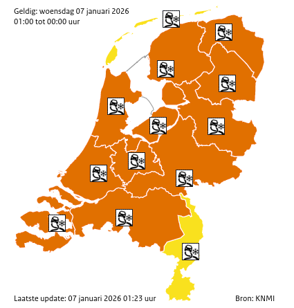 Waarschuwingen kaart Noord-Brabant vandaag