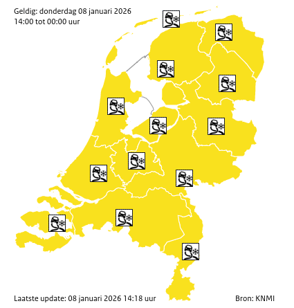 Waarschuwingen kaart Overijssel vandaag