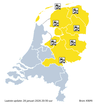 Waarschuwingen kaart Drenthe vandaag