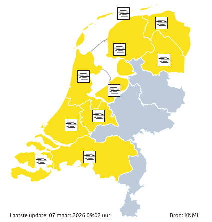 Waarschuwingen kaart Utrecht vandaag