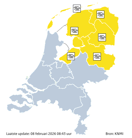Waarschuwingen kaart Friesland vandaag