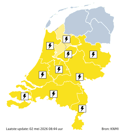 Waarschuwingen kaart Noord-Holland vandaag