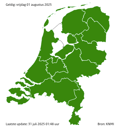 Waarschuwingen kaart Groningen morgen