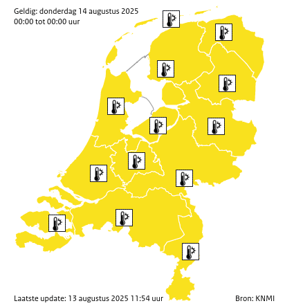 Waarschuwingen kaart Zeeland morgen