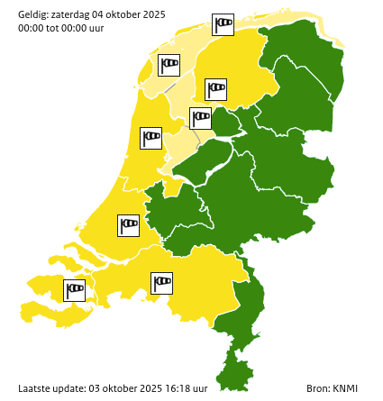 Waarschuwingen kaart Flevoland morgen