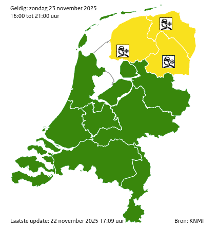 Waarschuwingen kaart Flevoland morgen