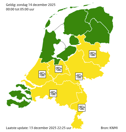Waarschuwingen kaart Noord-Holland morgen