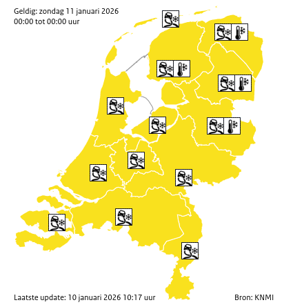 Waarschuwingen kaart Groningen morgen