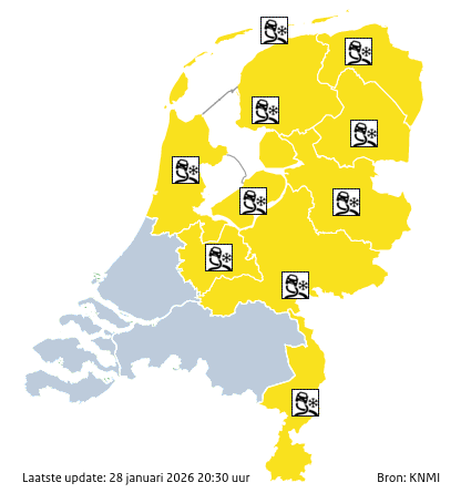 Waarschuwingen kaart Drenthe morgen