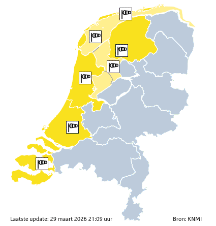 Waarschuwingen kaart Noord-Brabant morgen