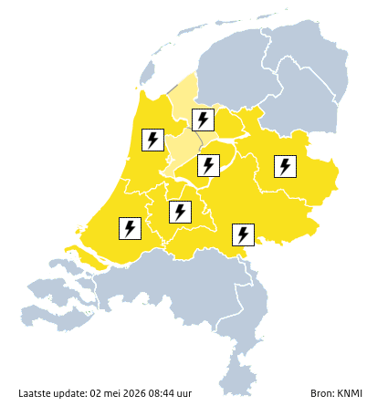 Waarschuwingen kaart Noord-Holland morgen