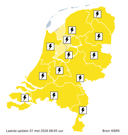 Waarschuwingen kaart Utrecht morgen